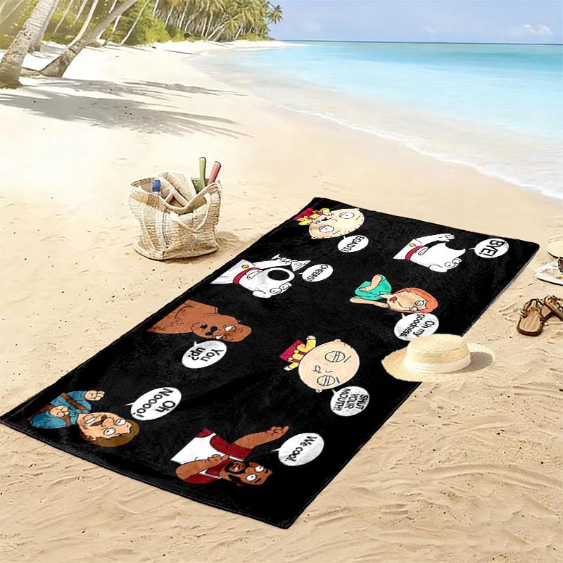 Family Guy Cartoon Print Beach Towel, Large Soft Quick Dry Towel for Beach Camping Swimming