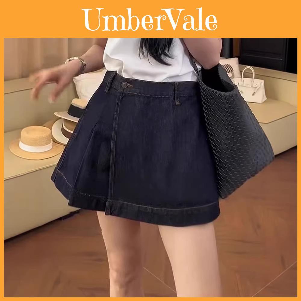 Denim Skirt For Women With High Waist And Button Details For Casual Streetwear