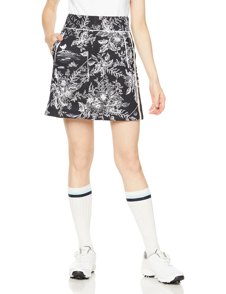 Skirt C THERMOLITE Cardboard Knit Floral Lightweight Warmth Navy Base 1 [PEARLY GATES] Women's T/C / 055-2234930 121_Dark [M]