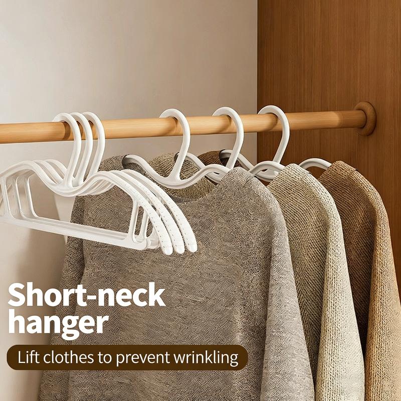 Wide Shoulder Clothes Hangers 10 Pack Non Slip Mark Free with Short Neck for Suit Shirts Coats Home Wardrobe Closet