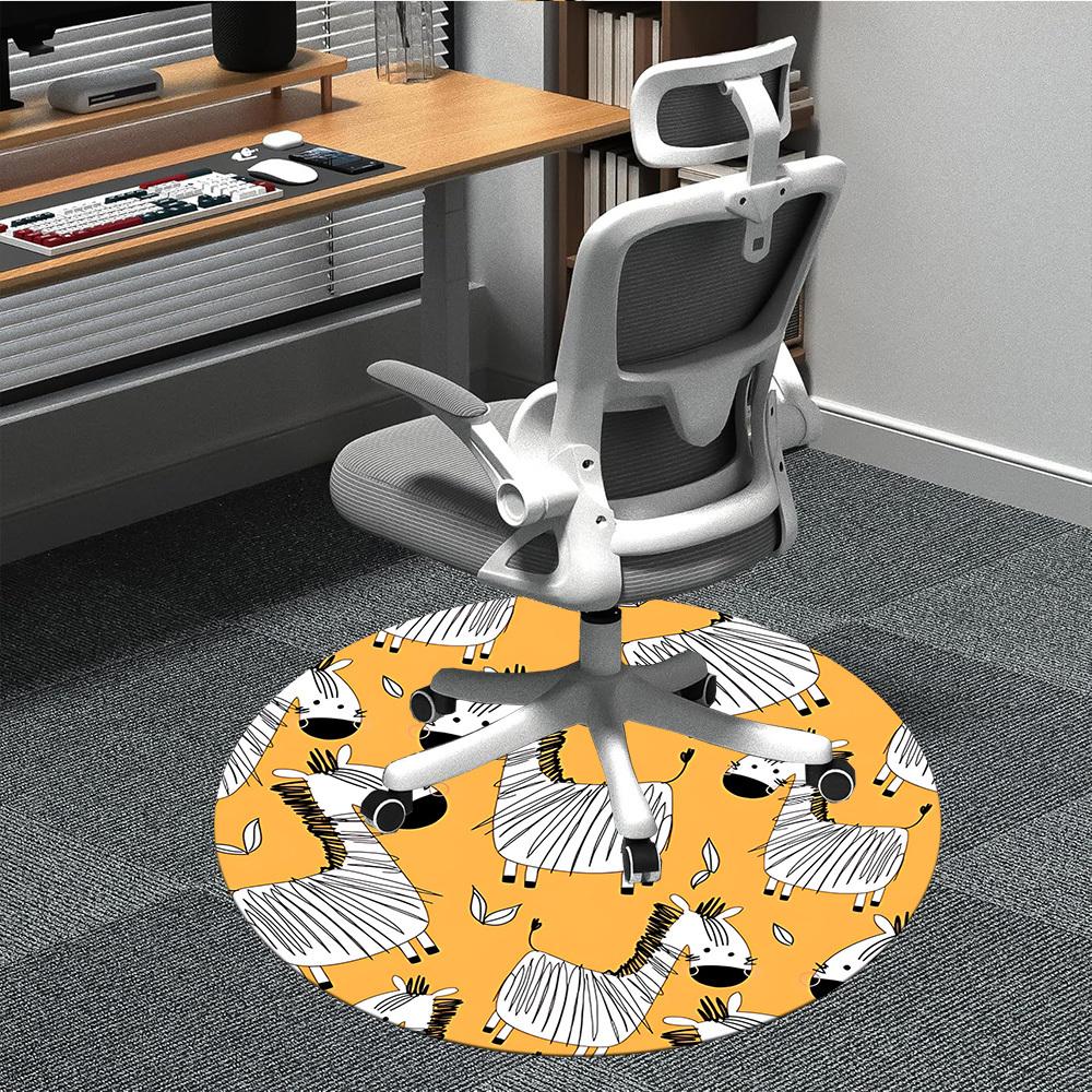 

1pc Zebra Pattern Office Round Area Rug, Indoor Mat Suitable For Office, Under Office Chairs Bedroom Living Room Home Decor, Room Deco 80cm