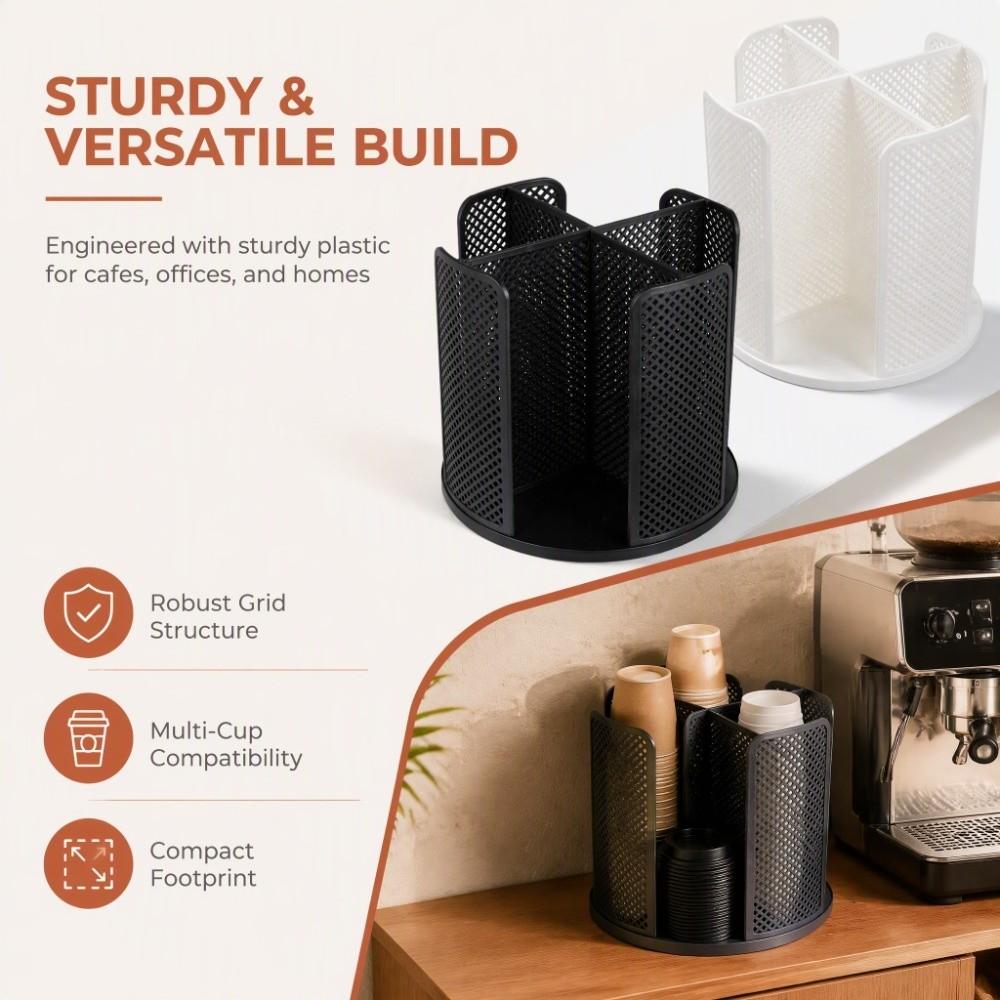 4 Compartment Paper Cup Dispenser 360 Rotating Desktop Cup Rack Coffee Cup Organizer For Office