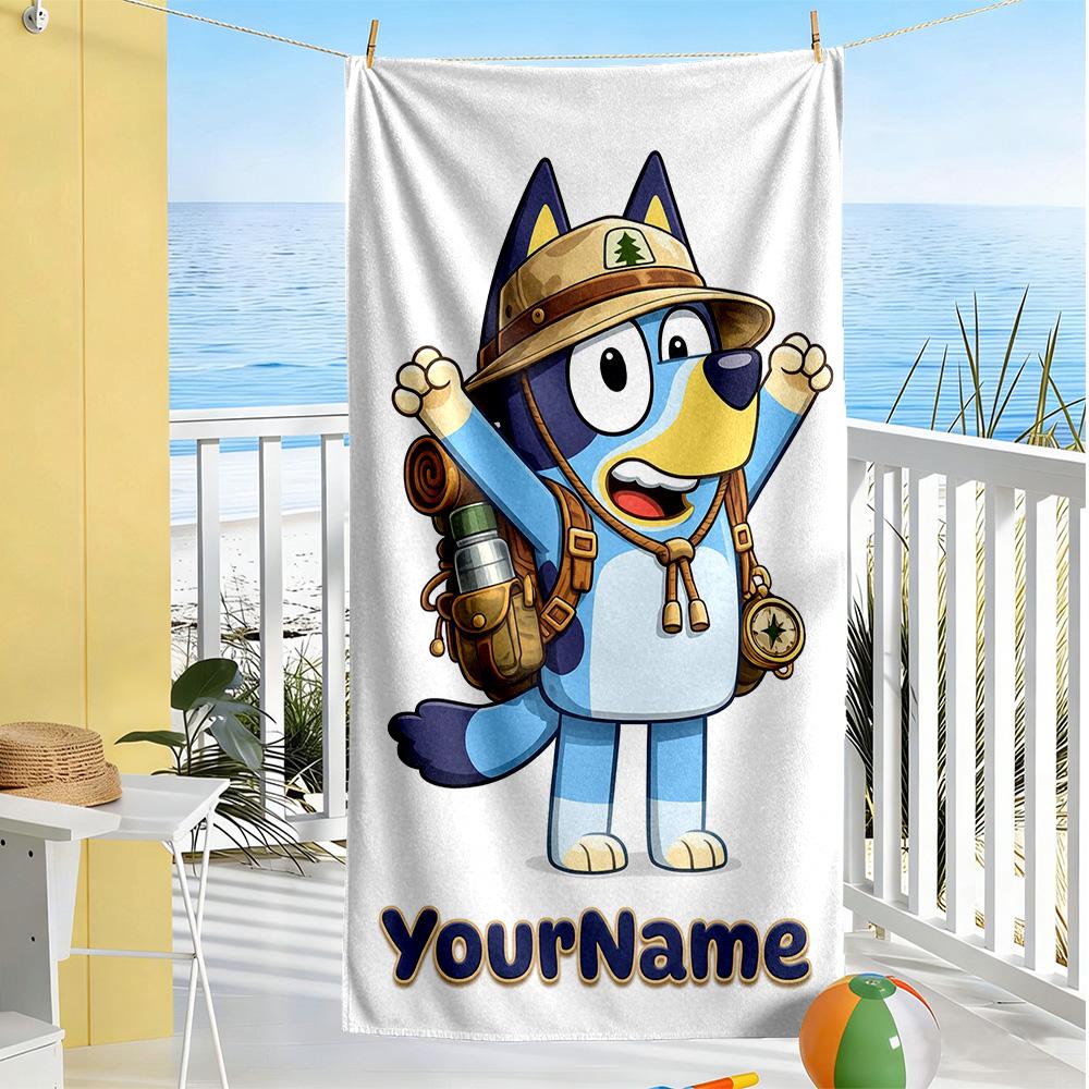 Bluey Customized Name Beach Towel High Absorbency & Quick-Dry Portable for SwimmingBeachCamping Travel Beach AccessoriesGym