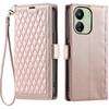 Leather Case For Xiaomi Redmi 13C 5G/4G/13R 5G/Poco C65 4G Rhombus Texture Wallet Stand Phone Cover with Wrist Strap
