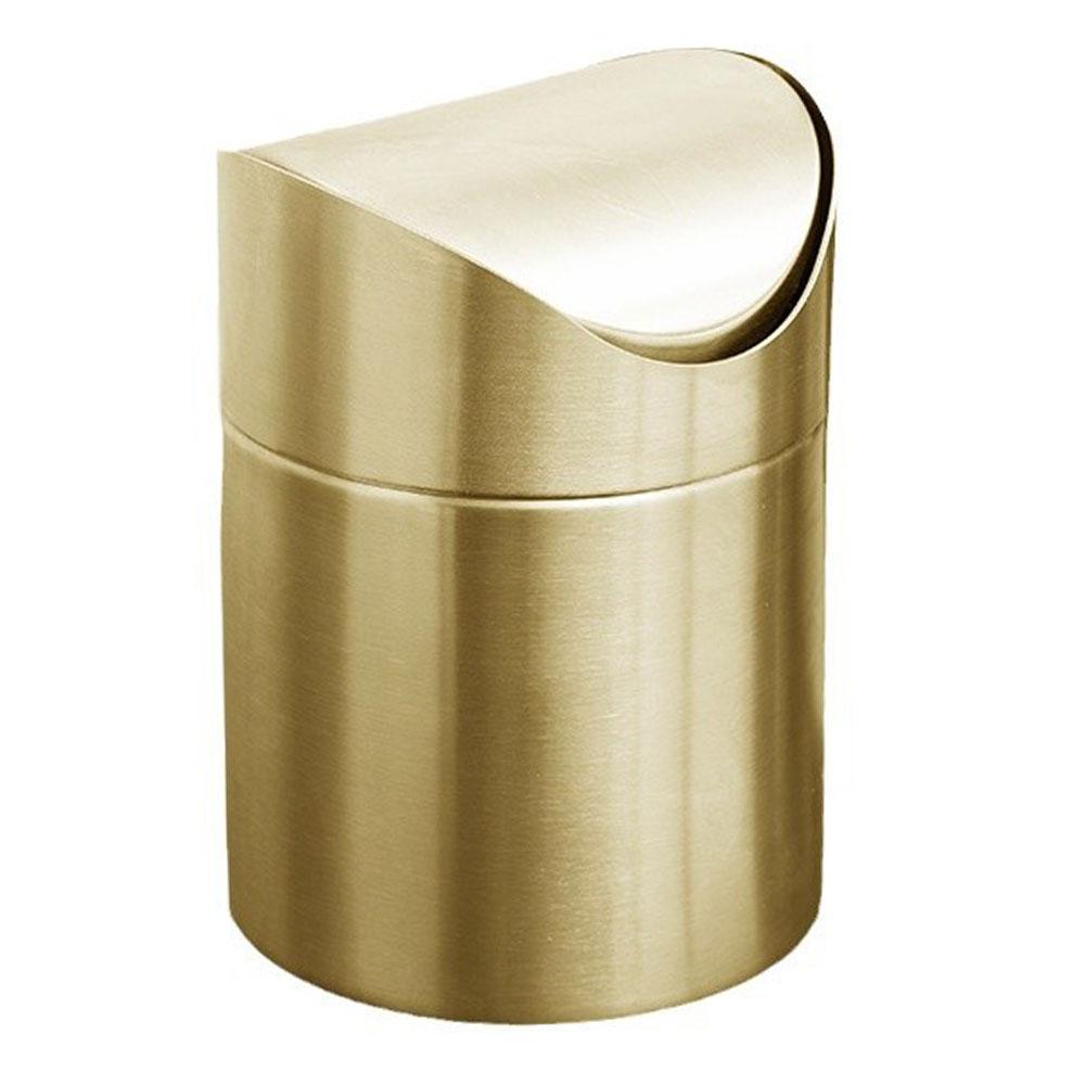 

Stainless Steel Trash Can with Swing Lid Golden Tiny Kitchen Waste Bin Bathroom Trash Bin for Tabletop Countertop Use
