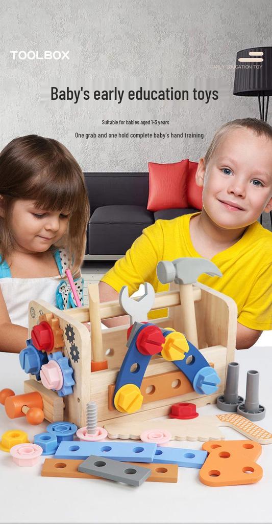 Children's Wooden Tool Bench Set - Educational Assembly Toy Kit