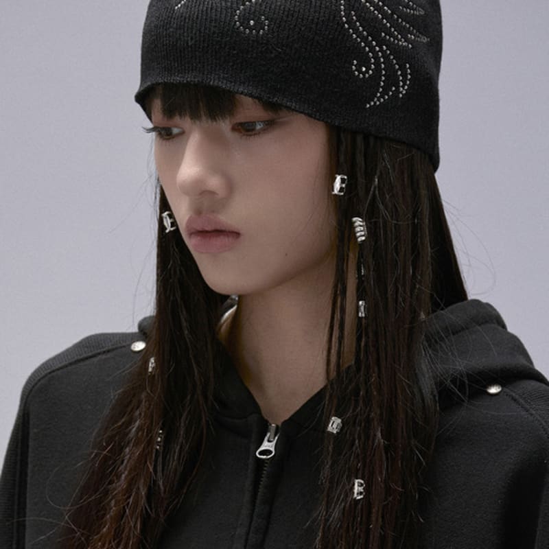 

kitsch&kiss Hotfix WIng Beanie (25FAC-HATT01) {Black}__FREE