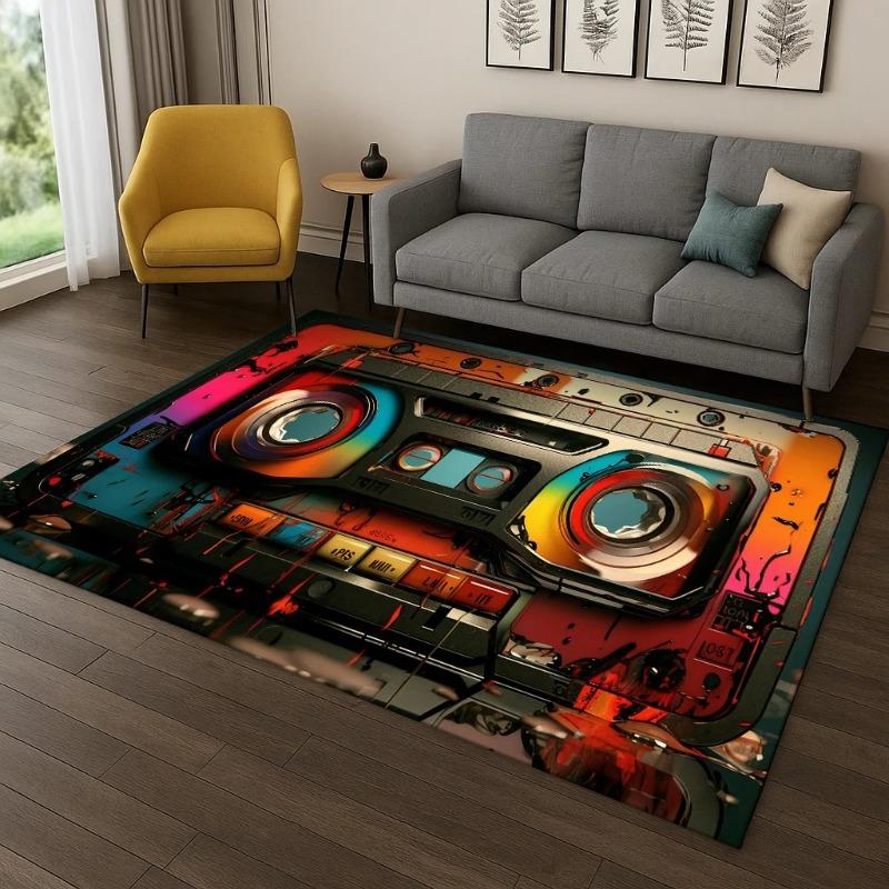 Classic Cassette Tape Music Retro Carpet Rug for Home Bedroom Living Room Sofa Doormat Kitchen Decor,Kid Game Non-slip Area Rug
