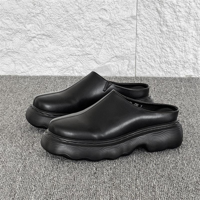 Internetová celebrita ins venkovní silná podrážka zvyšující výšku pánská exploze vnější nošení taška hlava poloviční pedál kožené boty líné pantofle 3130-J