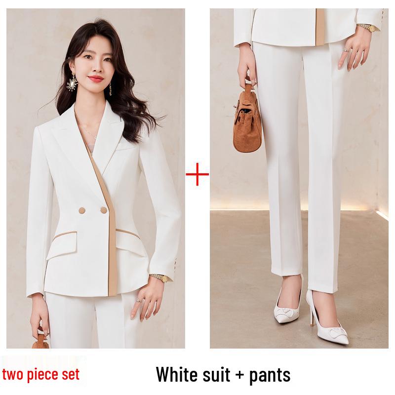 

Женский белый осенний модный формальный костюмный набор XL