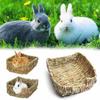 Woven Straw Nest Rabbit Guinea Pigs House Rectangular Shape Pet Cage Accessories Cottage Chew Toys Playing Nesting Bed