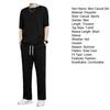 1 Set Men Summer T-shirt Pants Sports Set Round Neck Short Sleeves Pullover Top Drawstring Trousers Two-piece Set Indoor Outdoor Loose