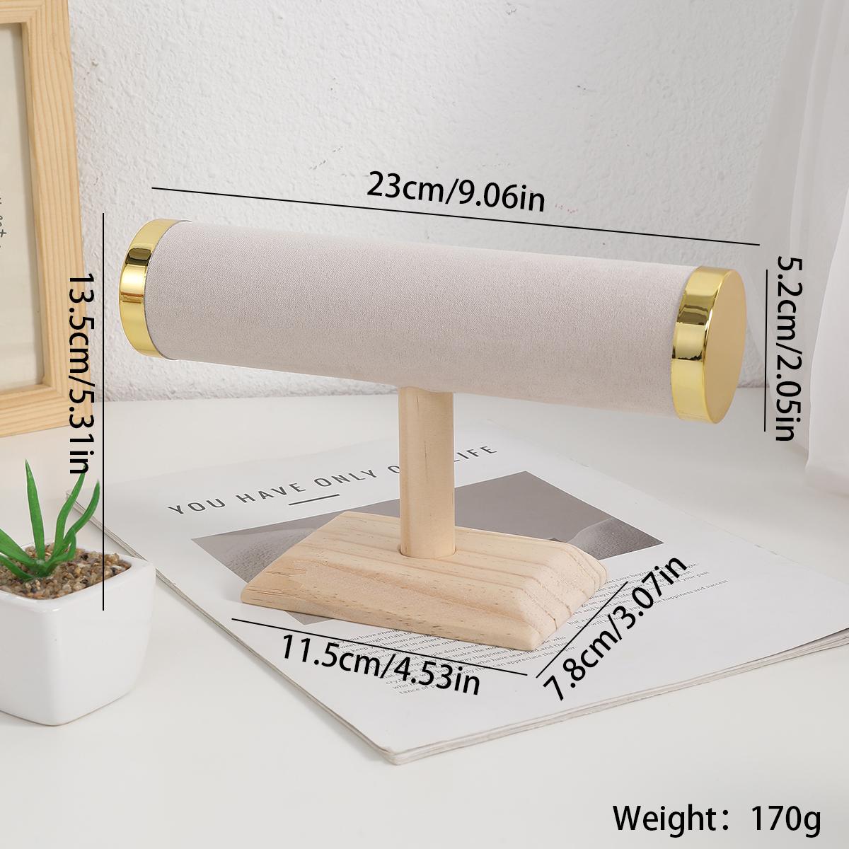 

Подставка для ювелирных браслетов Вертикальная Т-образная стойка-органайзер для резинок для волос Домашняя организация Настольная витрина бежевый