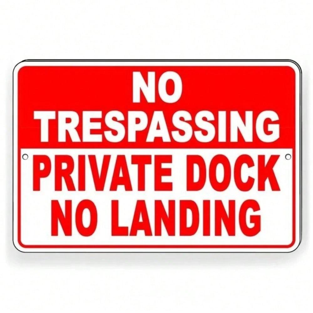 Lake Shield Metal Dock Sign Fluorescent Private Property No Trespassing