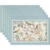 [Party Kitchen Decoration] 4/6Pcs, Blue Birds Flowers Blossom Placemats For Table Runner Party Kitchen Dining Decoration 12x18 Inch