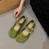 Women Flats Fashion Designer Split Hoof Toe Boat Shoes Retro Suede Casual Single Shoes Lady Mary Jane Shoes Ballet Flats Loafers