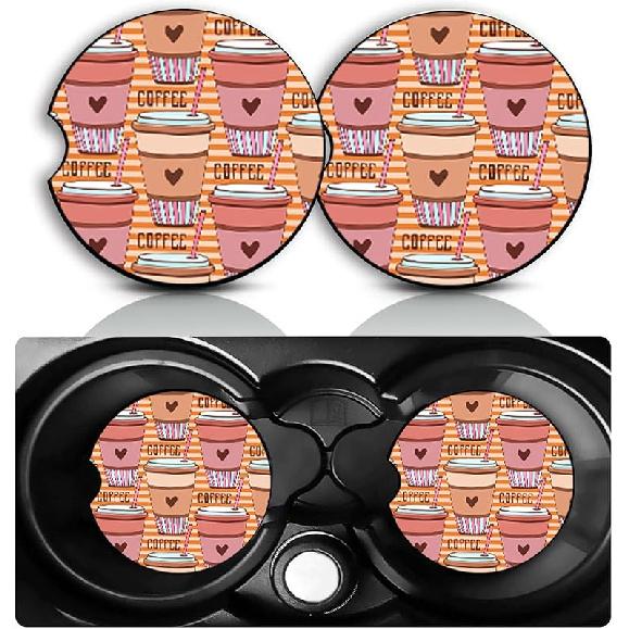 Jesus Fills My Cup Car Cup Holder Coasters Set of 2,Religious Car Accessories 2.75  Universal Size Anti Slip Rubber Mat Recessed Auto ert Coasters кофейный