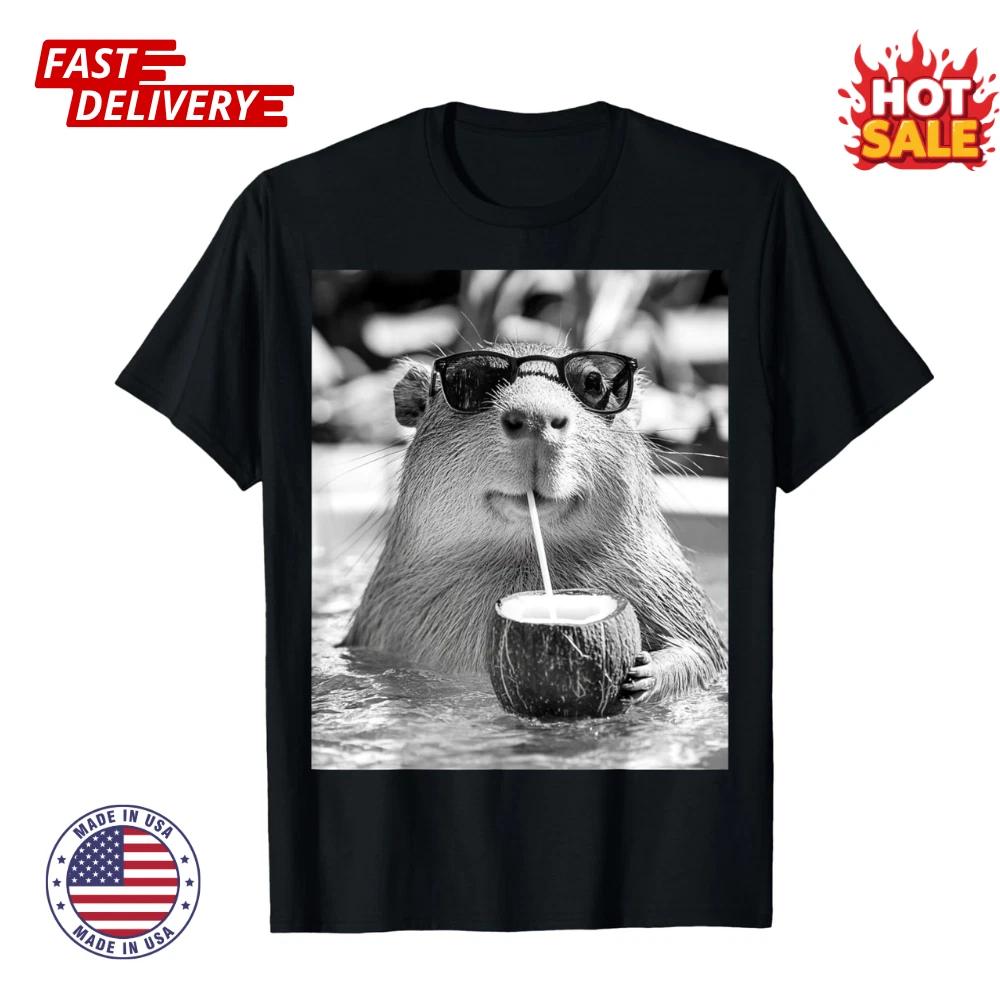Cool Capybara Selfie Design Capybara Funny Cool Unisex Inspired T shirt S-5XL NEW L