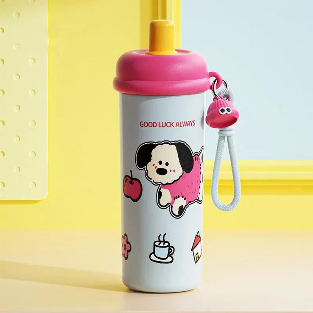 Bicchiere termico in acciaio inossidabile con cannuccia, Bicchiere da 600 ml/20 oz a prova di perdite, Borraccia riutilizzabile a doppia parete