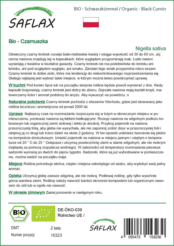 SAFLAX Garden in the Bag - Bio - Černý kmín - 300 semen - Se substrátem v padnoucím sáčku - Nigella sativa