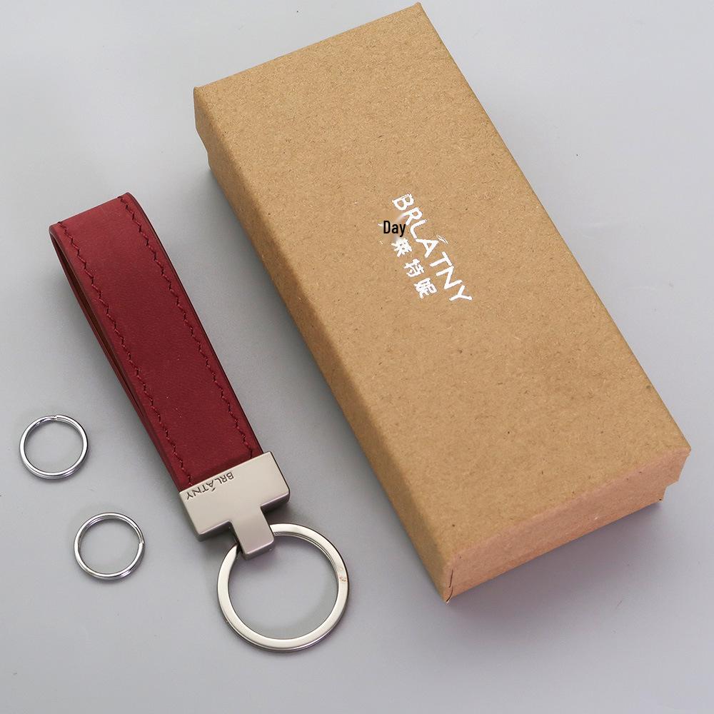 Belleterny Frosted Genuine Leather Keychain - Luxury Keyring Pendant with Logo Customization.