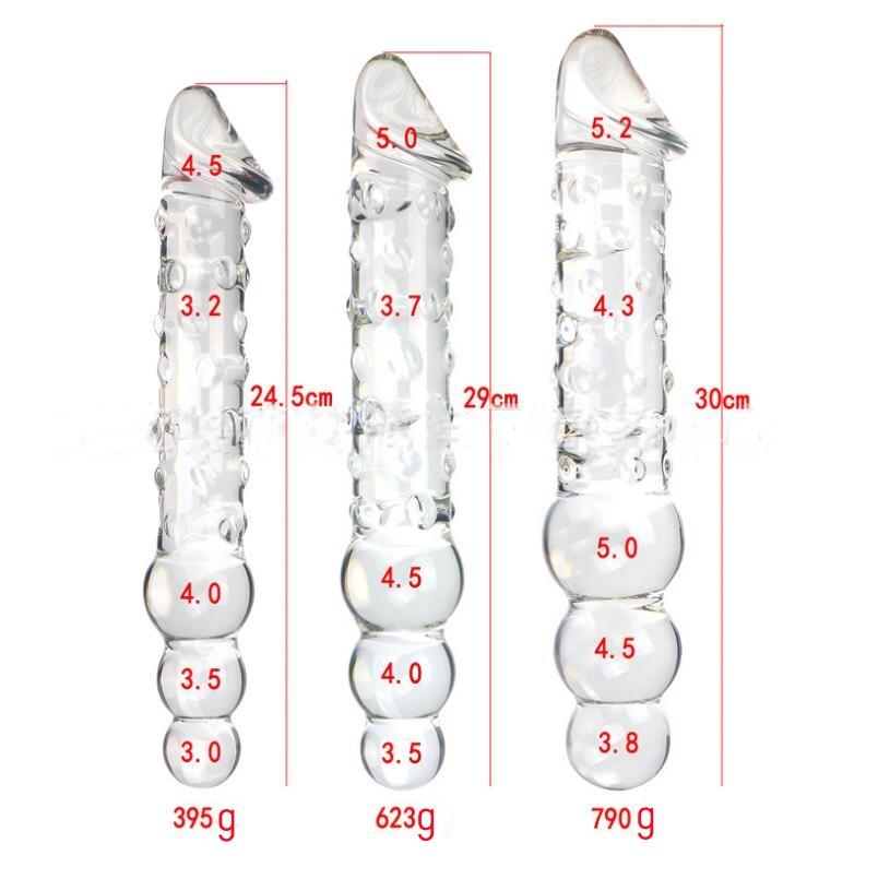 VaHppy Large Glass Anal Plugs Double-ended Anal Pulling Beads Rounded Rransparent Sex Toys Masturbators For Women Gay Dildos