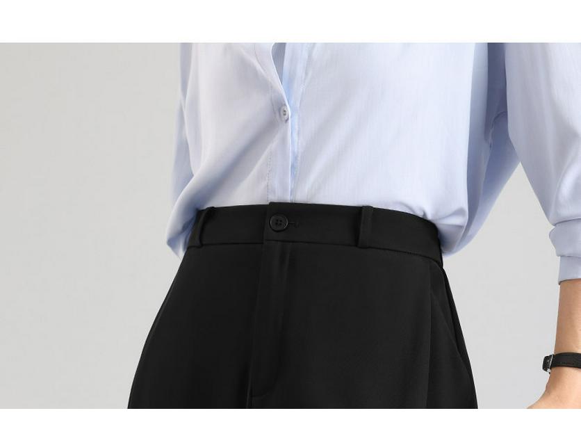 Tall Women's Black Drape Casual Wide-Leg Trousers - Spring/Autumn 2026