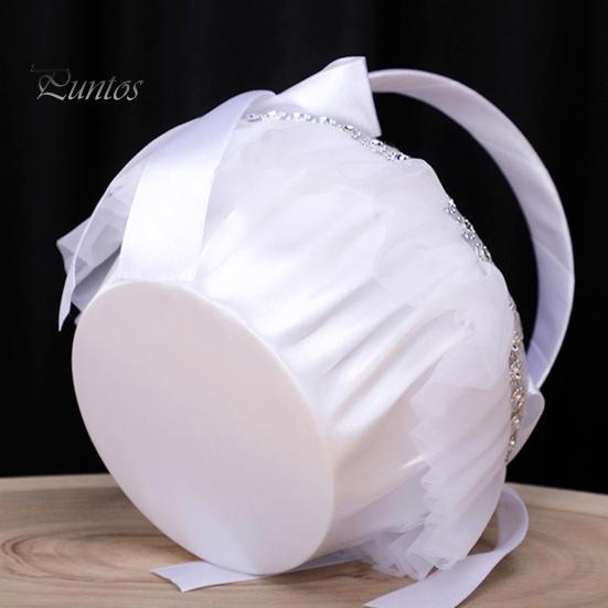Innovative Portable Exquisite Workmanship Hand Flower Basket Feather Design Wedding Bridesmaid Flower Basket Scene Layout Prop
