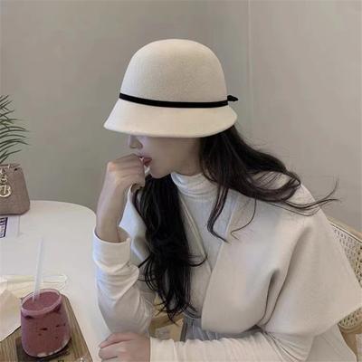 202208-2508940 Dropshipping Winter Japan Grace Irregular Small Brim Wool Felt Lady Sun Cap  Leisure Hat