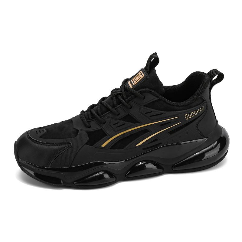 Men's Shoes Autumn New Leather Surface Casual Trend Shoes Men's Running Sports Shoes Men's Air Cushion Height Increase