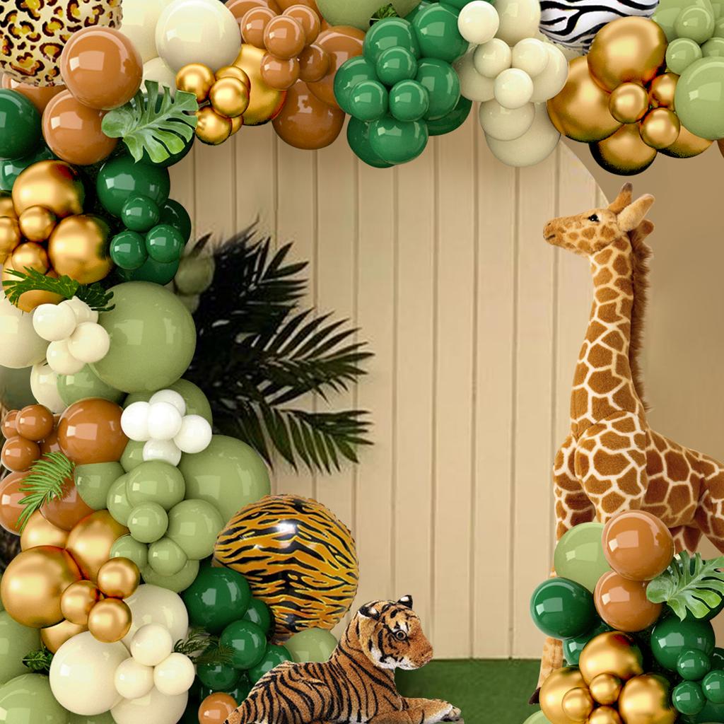Jungle Animal Balloon Garland Arch Kit Jungle Safari Birthday Party Supplies Kids Boy Baby Shower Latex Balloons Party Decor