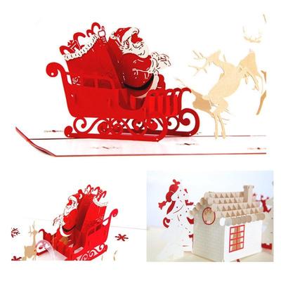Merry Christmas 3D Laser Cut Pop Up Paper Handmade Custom Greeting Cards Christmas Gifts