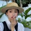 Flat top hat Seaside sun hat Sun hat Sunscreen hat Women's hat Lafite sunshade flat brim top hat