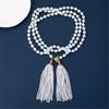 Imitation Pearls Bead Necklace Tassels Choker Elegant Fringes Neckchain Fashion Accessory for Sweaters and Waist