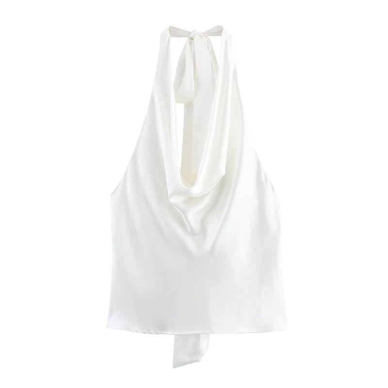Araltay New Arrival Women's Clothing Fashion Style Fashion All-Match Hanging Collar Silk Satin Texture Tops 2892650