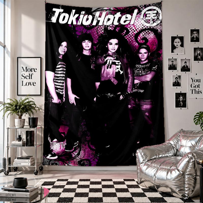 Wall TapestryTokio Hotel Art Hanging Cloth Decorative Background Cover for Room Decoration
