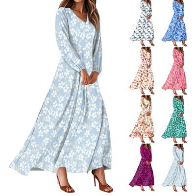 Women's Summer Dresses Casual Long Sleeve Maxi Dresses Cute Floral Maxi Dresses Wedding Guest Dresses Flowing Dresses