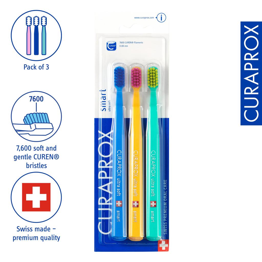 Curaprox 7600 Smart CS 3 brushes x 3 packs brushes toothbrush, (9 total) [Used]