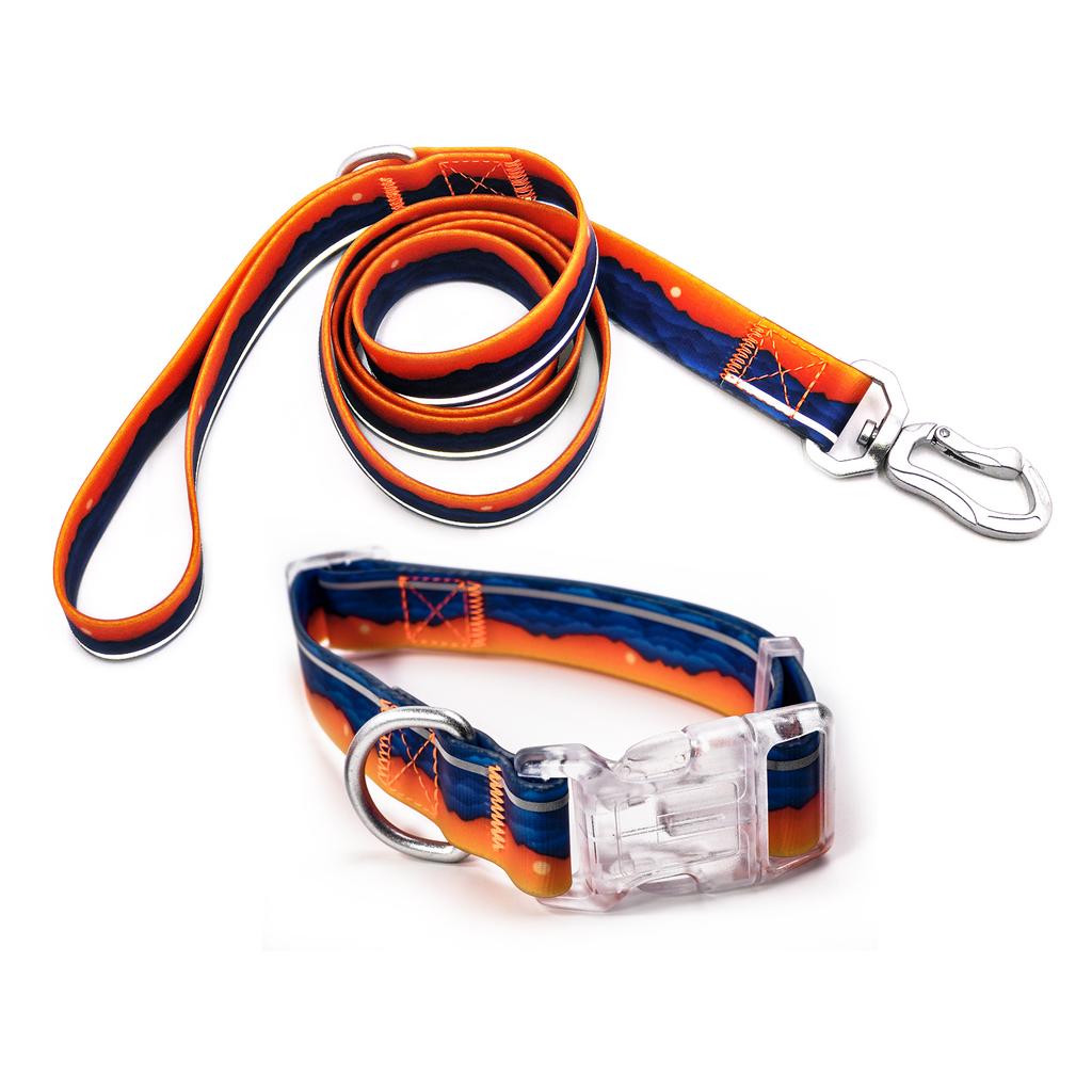Waterproof PVC Dog Collar & Leash Set Adjustable 40-60cm Collar 120cm Leash Easy Clean for Small Medium Large Dogs