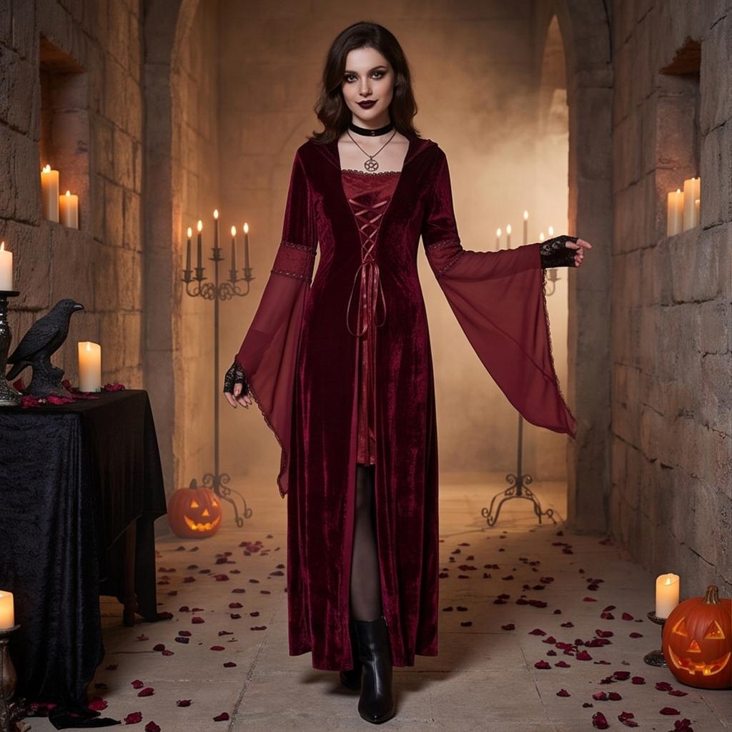 Women's Cape Dress for Halloween Costume