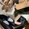 Sheepskin version of grape mother, the same leather soft surface minimalist word with shallow mouth flat bottom Mary Jane single shoes women's 