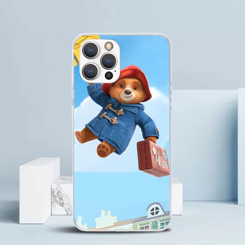 Cute P-PaddingtonS Bear Soft Cover for iPhone 16 17 Air 15 14 Pro Max 16E Phone Case 13 Mini 12 11 7 SE 8 Print Pattern Fit Case