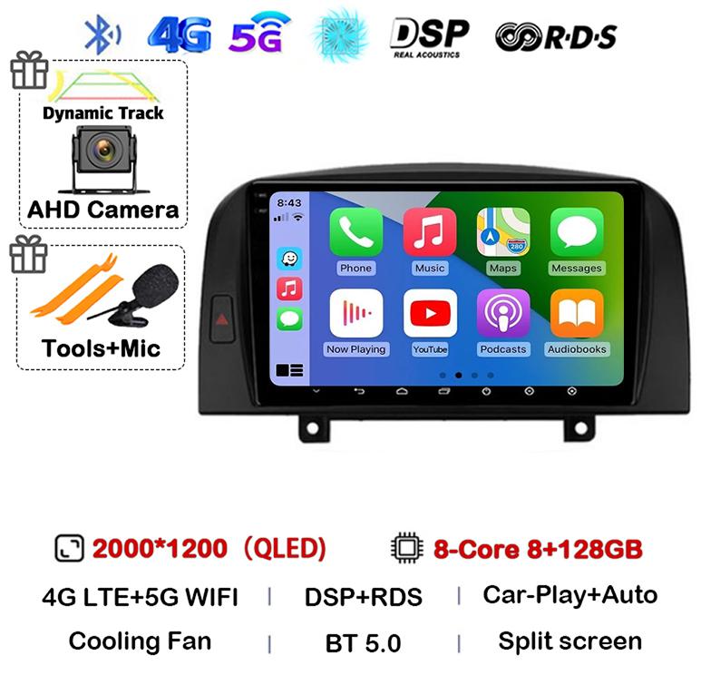 Android 14 Carplay 4G+WIFI Car Radio For Hyundai SONATA NF 2004 2005 2006 2007 2008 GPS Autoradio Multimedia Video Player Stereo