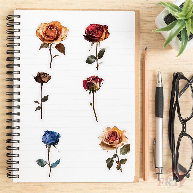 50Pcs/Set Romantic Dried Rose Series 01 PET Stickers Waterproof DIY Fashion Doodle Decals Stickers