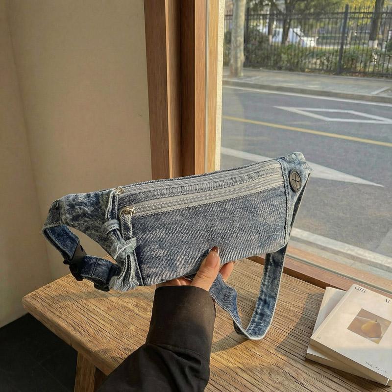 Borsa Mini in Denim Multistrato Retrò Borsa per Cellulare Borsa a Tracolla da Donna