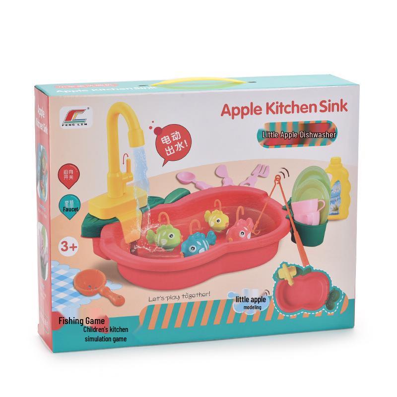 Children's Pretend Play Electric Sink with Circulating Water and Vegetable Washing Features