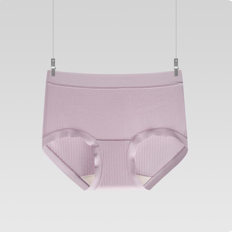 

Women s Seamless Antibacterial Underwear: Class A Mulberry Silk & Xinjiang Cotton, Lightweight, Breathable, Mid-Waist, Striped Design. L (90-130 lbs) фиолетовый