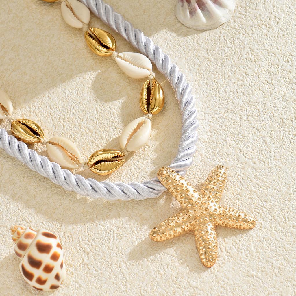 Statement Starfish Necklace Shell Pendant Boho Beach Jewelry Summer Collar Chain