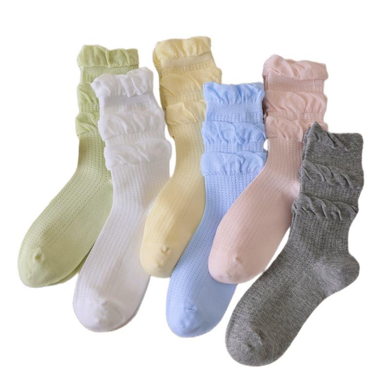 Ladies Spring and Summer Thin Pure Wind Pure Color Boneless Anti Ball Mesh Eyes Leg Long Leg Pile Socks