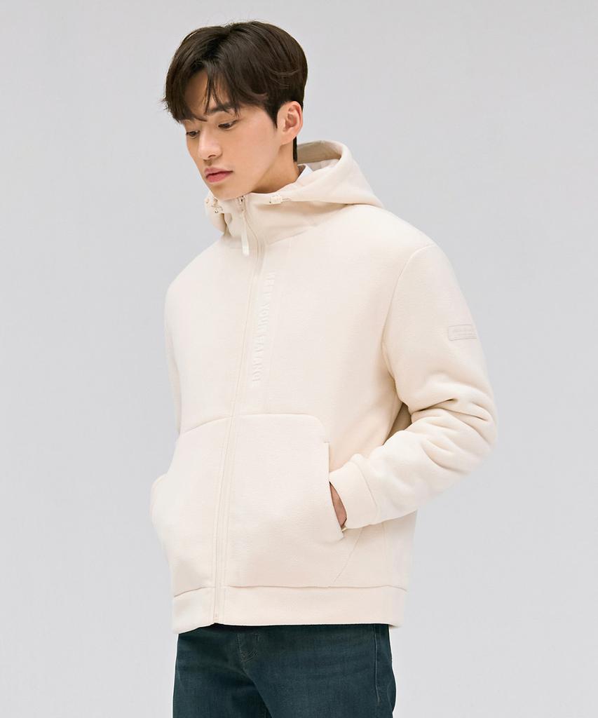 Chasecult Unisex Polar Fleece Boa Bonded Zip-Up Hoodie - Ivory